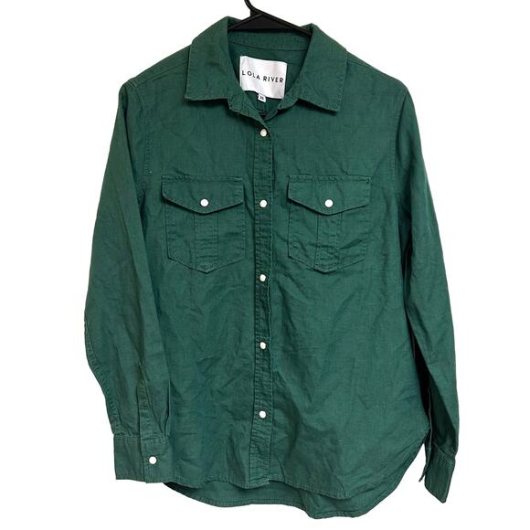 Lola River Womens button up snap buttons cotton/hemp western gorpcore size XS - Picture 1 of 4